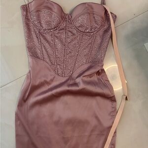 Oh Polly Shimmering Mauve Mini Dress